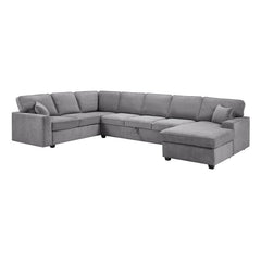Samara Gray 137"W Chenille Sectional Sofa with Right-Facing Chaise