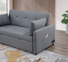 Radella Gray 69"W Linen Convertible Sleeper Sofa