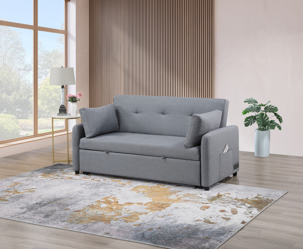 Radella Gray 69"W Linen Convertible Sleeper Sofa