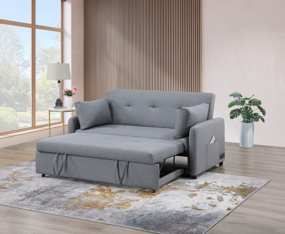 Radella Gray 69"W Linen Convertible Sleeper Sofa
