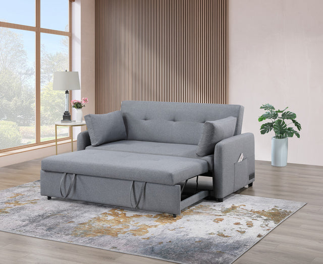 Radella Gray 69"W Linen Convertible Sleeper Sofa