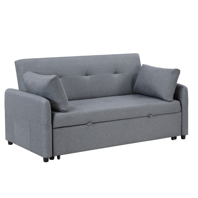 Radella Gray 69"W Linen Convertible Sleeper Sofa