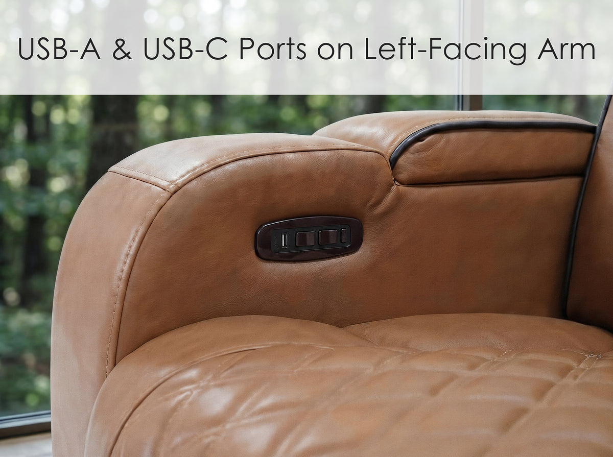 Jazz Light Brown Leather Aire Power Reclining Sofa, Loveseat & Chair Set