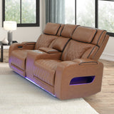Jazz Light Brown 74"W Leather Aire Power Reclining Loveseat