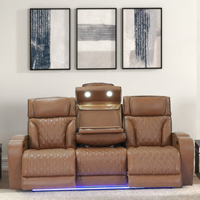 Jazz Light Brown 86"W Leather Aire Power Reclining Sofa