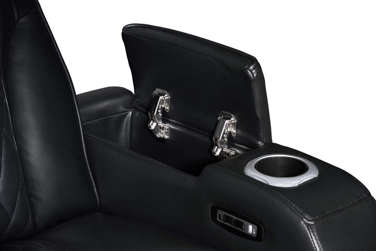 Jazz Black 74"W Leather Aire Power Reclining Loveseat