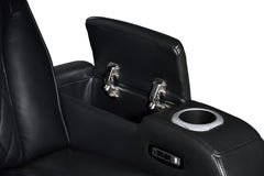 Jazz Black Leather Aire Power Reclining Sofa & Loveseat Set