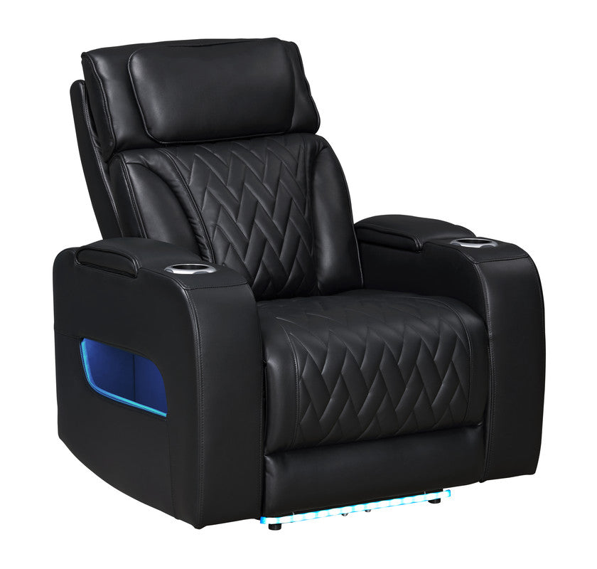 Jazz Black Leather Aire Power Reclining Sofa, Loveseat & Chair Set