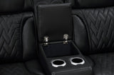 Jazz Black 74"W Leather Aire Power Reclining Loveseat