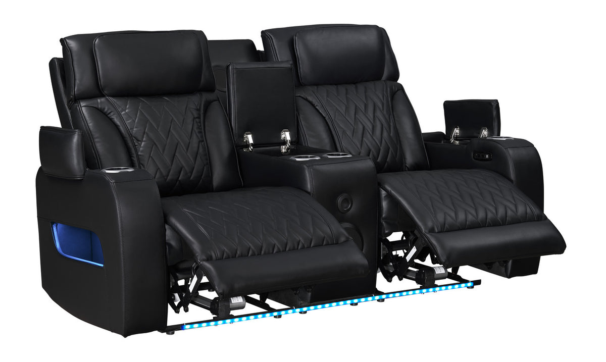 Jazz Black Leather Aire Power Reclining Sofa, Loveseat & Chair Set