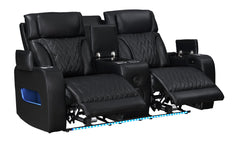 Jazz Black Leather Aire Power Reclining Sofa, Loveseat & Chair Set