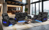 Jazz Black Leather Aire Power Reclining Sofa, Loveseat & Chair Set