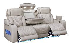 Jazz Ice 84"W Leather Aire Power Reclining Sofa