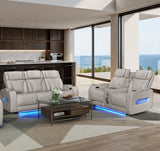 Jazz Ice Leather Aire Power Reclining Sofa & Loveseat Set