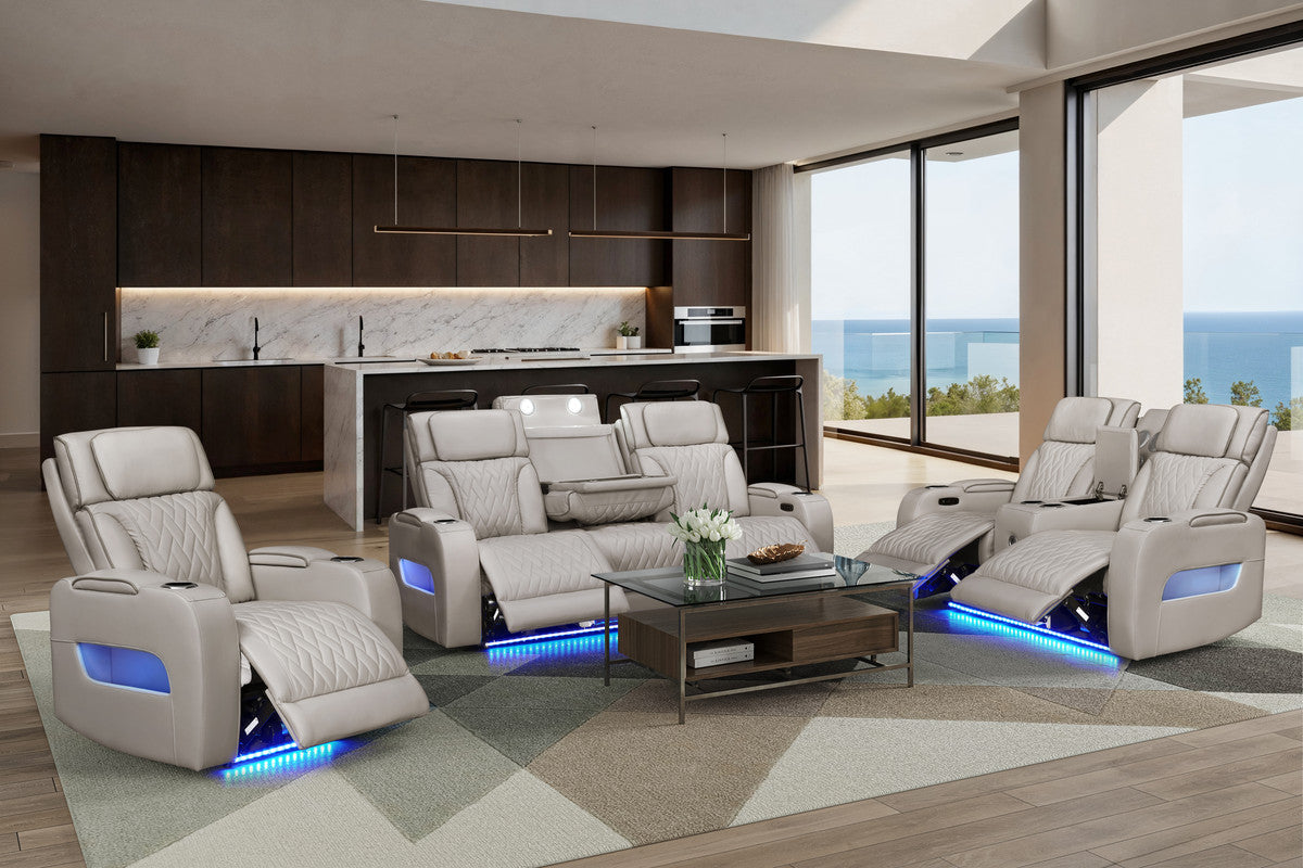 Jazz Ice Leather Aire Power Reclining Sofa, Loveseat & Chair Set