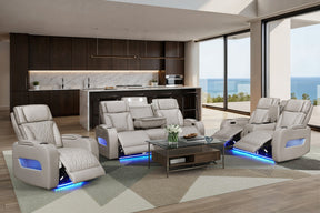 Jazz Ice Leather Aire Power Reclining Sofa, Loveseat & Chair Set