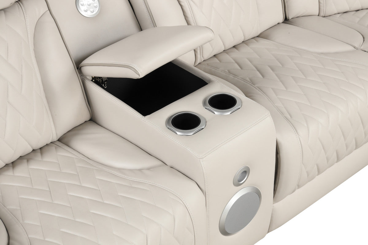 Jazz Ice 117"W Leather Aire Power Reclining Sectional Sofa