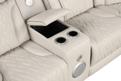 Jazz Ice 117"W Leather Aire Power Reclining Sectional Sofa