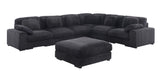 Sloane Charcoal 151"W Corduroy Reversible Modular L-Shape Sectional Sofa with Ottoman