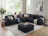 Sloane Charcoal 151"W Corduroy Reversible Modular L-Shape Sectional Sofa with Ottoman