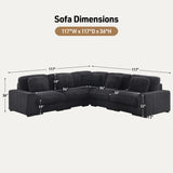 Sloane Charcoal 117"W Corduroy Reversible Modular L-Shape Sectional Sofa