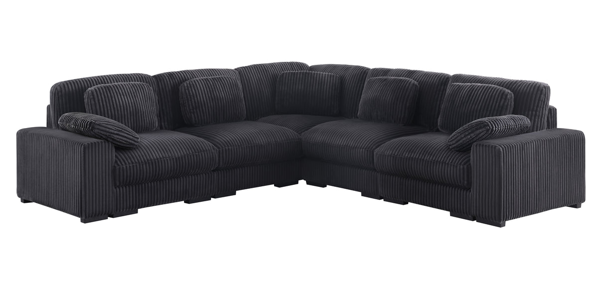 Sloane Charcoal 117"W Corduroy Reversible Modular L-Shape Sectional Sofa