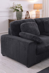 Sloane Charcoal 117"W Corduroy Reversible Modular L-Shape Sectional Sofa with Ottoman