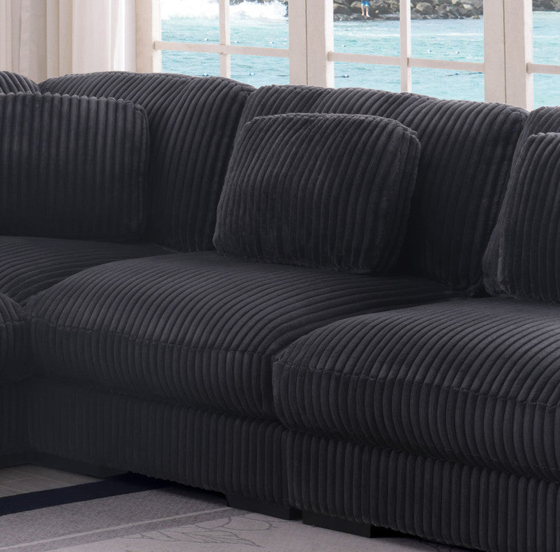 Sloane Charcoal 151"W Corduroy Reversible Modular L-Shape Sectional Sofa