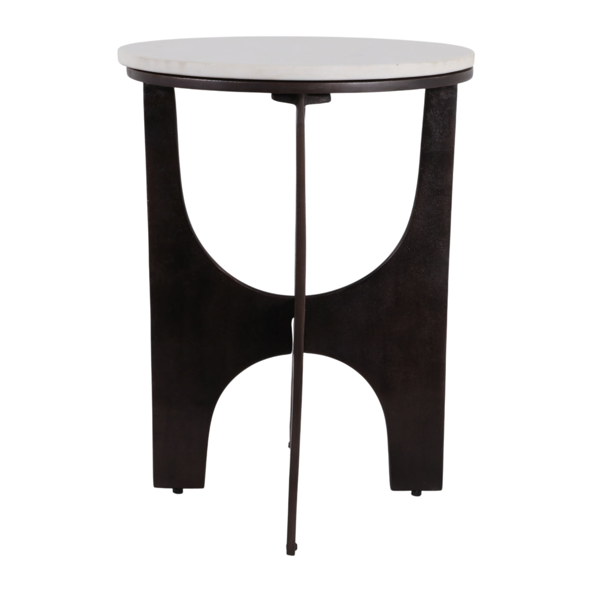 Gardenland White/Bronze Modern Accent Table with Metal Base
