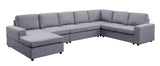 Tifton Light Gray 147"W Linen Reversible Modular Sectional Sofa with Left-Facing Chaise