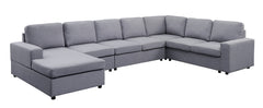 Tifton Light Gray 147"W Linen Reversible Modular Sectional Sofa with Left-Facing Chaise