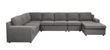 Waylon Gray 145.5"W Linen U-Shape Sectional Sofa with Right-Facing Chaise