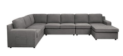 Waylon Gray 145.5"W Linen U-Shape Sectional Sofa with Right-Facing Chaise