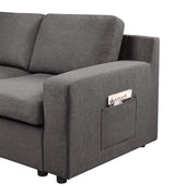 Waylon Gray 119"W Linen 4-Seater Sofa