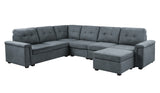 Isla Gray 119"W Woven Fabric Sectional Sofa with Ottoman