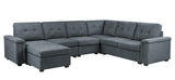 Isla Gray 119"W Woven Fabric Sectional Sofa with Ottoman