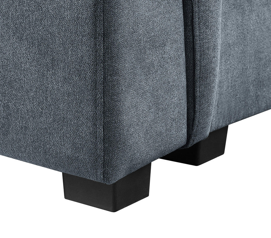 Isla Gray 119"W Woven Fabric Sectional Sofa with Ottoman