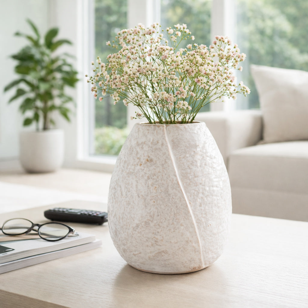 Forbestown Ivory Ceramic Round Vase