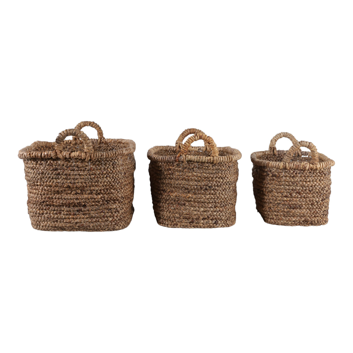 Edom Natural Water Hyacinth Chunky Baskets (Set of 3)