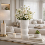 Dinuba White Ceramic Waffle Texture Organic Vase