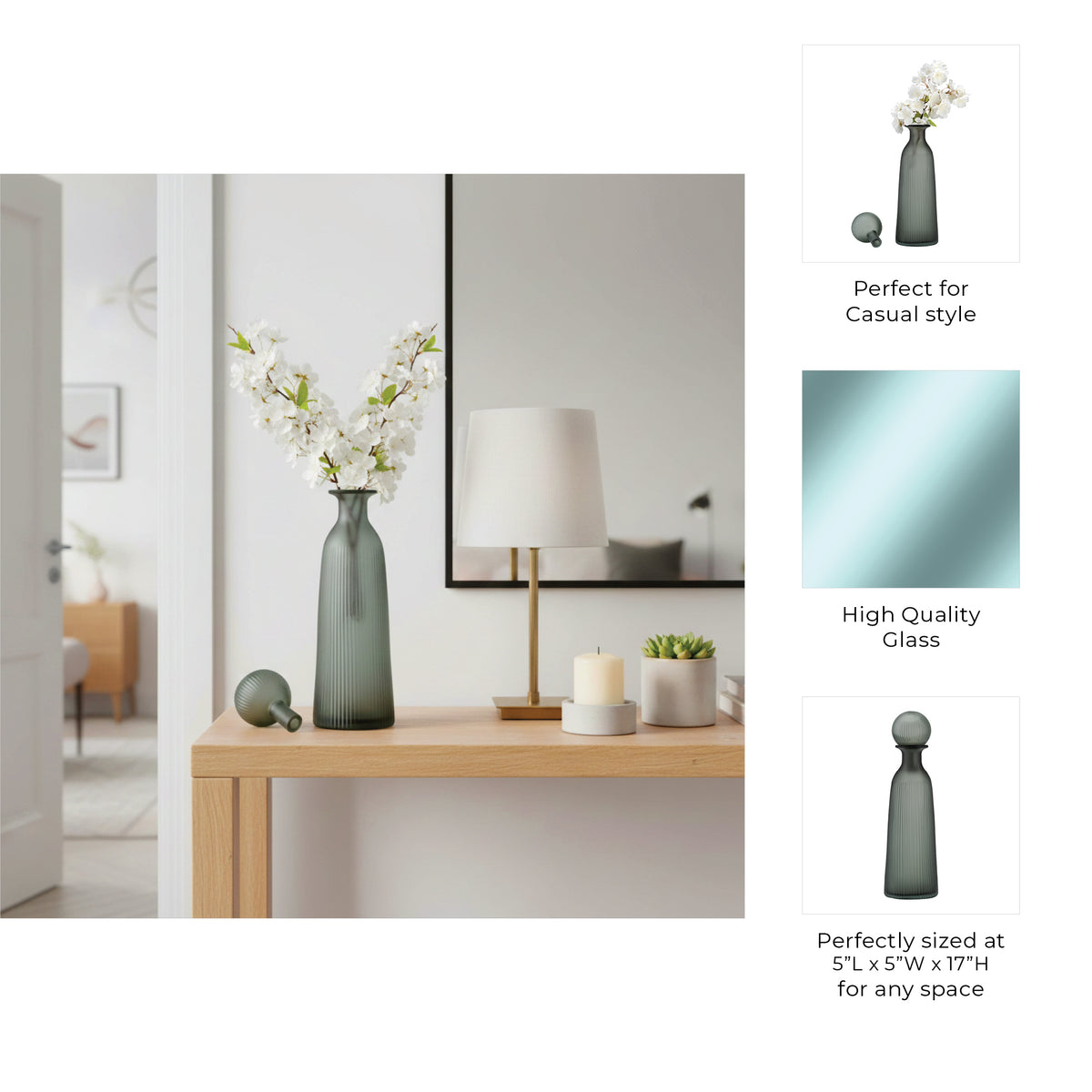 Elsa Green/Smoke Small Glass Vase
