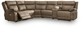 Max-Media Biscotti 6-Piece Power Reclining Sectional with Audio Console and Power Armless Recliner (Online Special Price)