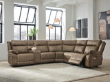 Max-Media Biscotti 6-Piece Power Reclining Sectional with Audio Console and Power Armless Recliner (Online Special Price)