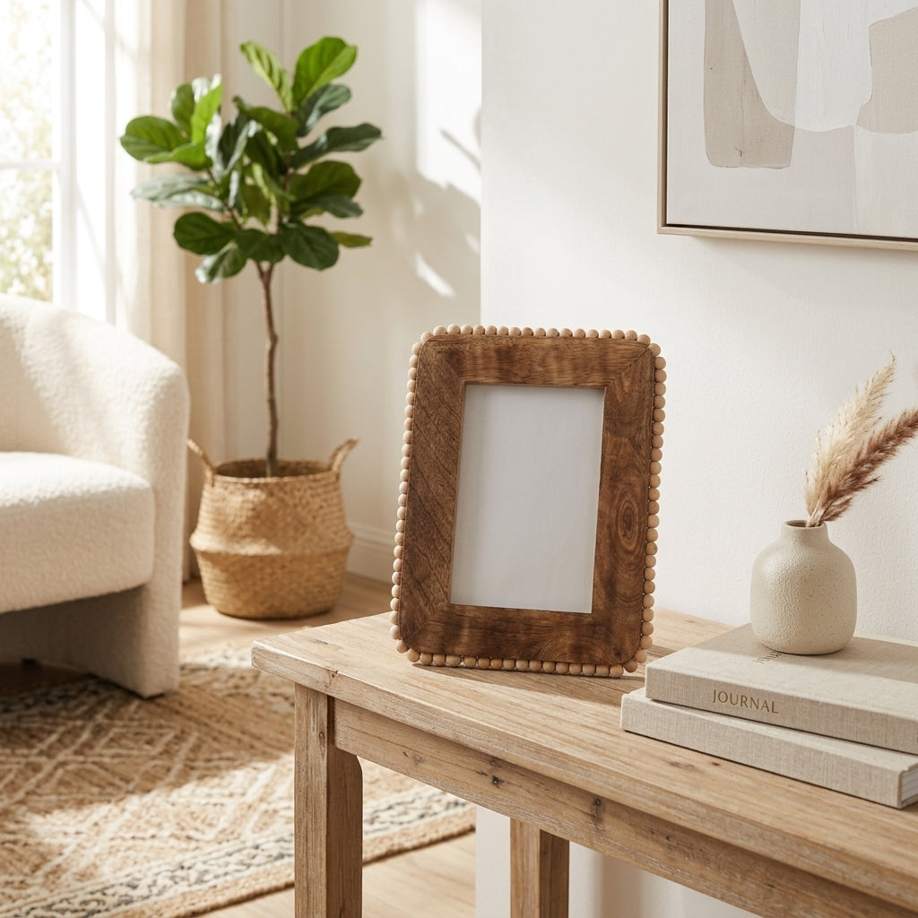 Owenmore Natural Beaded Border Wood Photo Frame