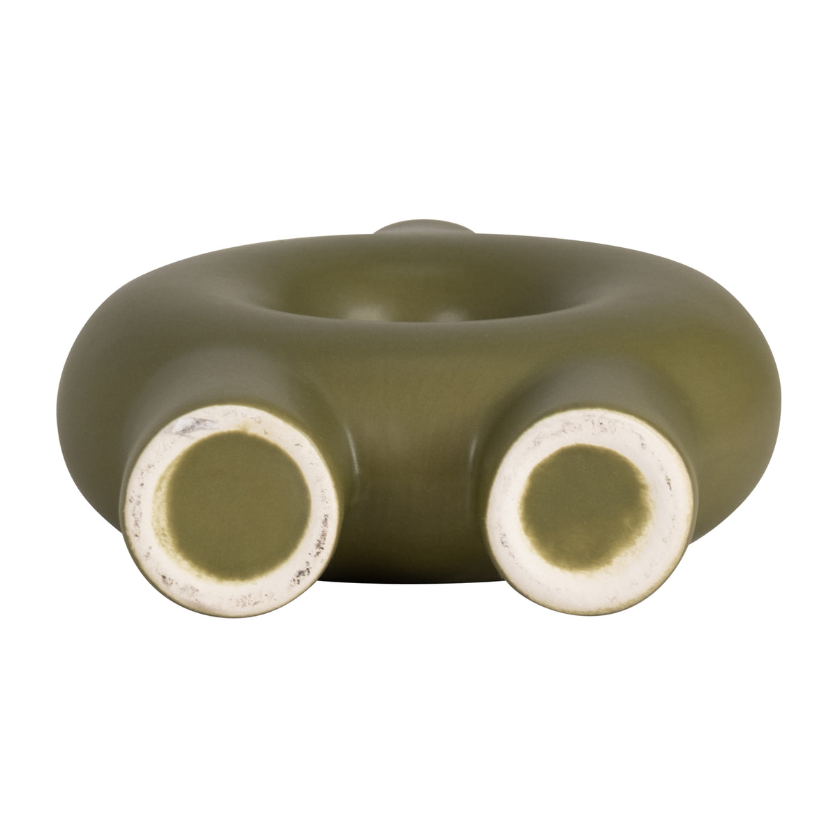 The Oaks Olive Ceramic Donut Footed Vase