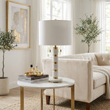 Plainview White/Gold Stacked Marble Lamp with 2 Pulls