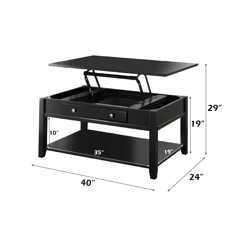 Malachi Black Coffee Table w/ Lift Top