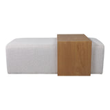 Drydenford Ivory Modern Rectangular Bench with Wood Accent