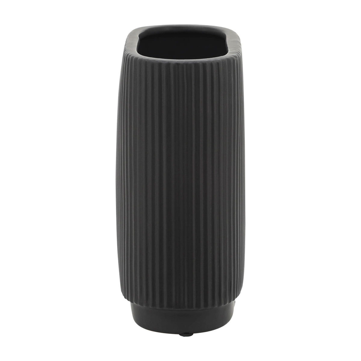 Citrona Black Ceramic Ridged Vase