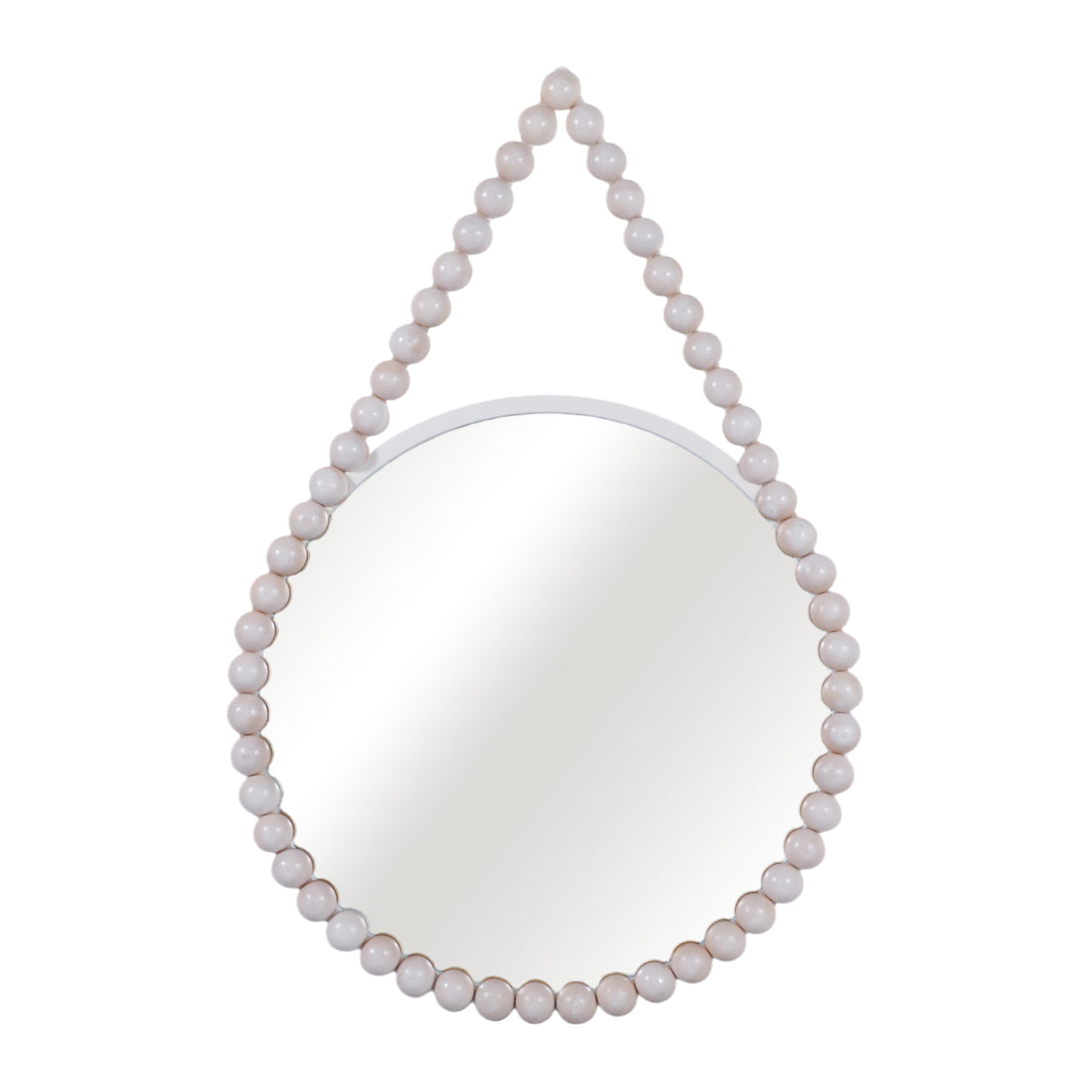 Fort Ross White/Tan Wood Beaded Mirror